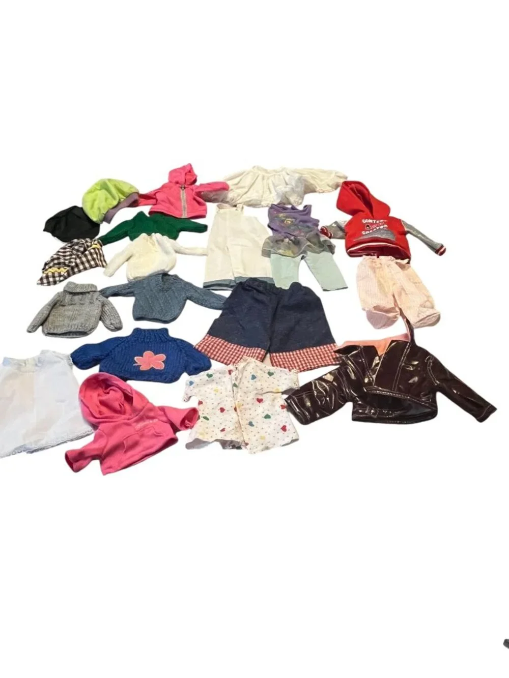 Vintage Teddy Bear Doll Clothes Lot Mixed Outfits Sweaters Hoodies Dresses Pants